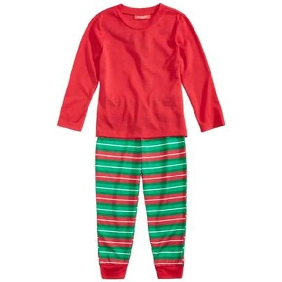Macy's Other - 4/$25 Christmas Unisex Holiday Red Green Stripe 2 Piece Pajama Set SZ 6-7 NWT
